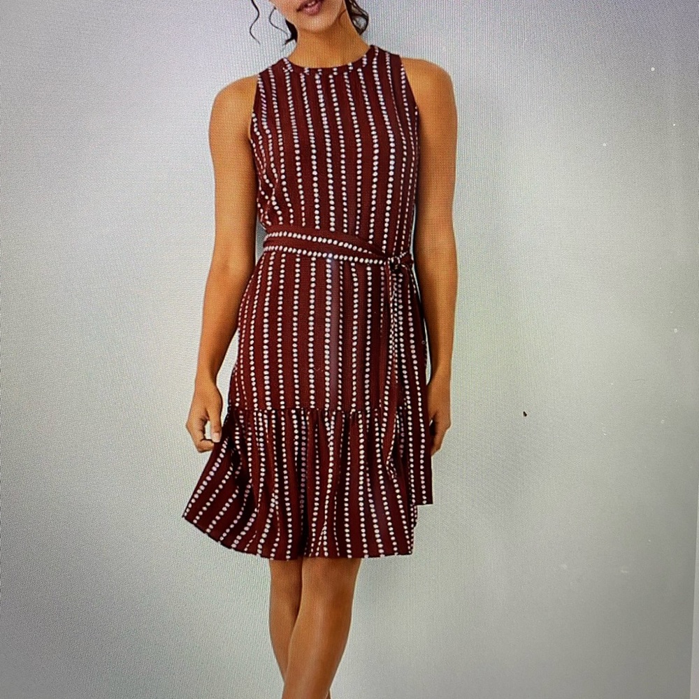 Ann Taylor sleeveless, tie waist dress